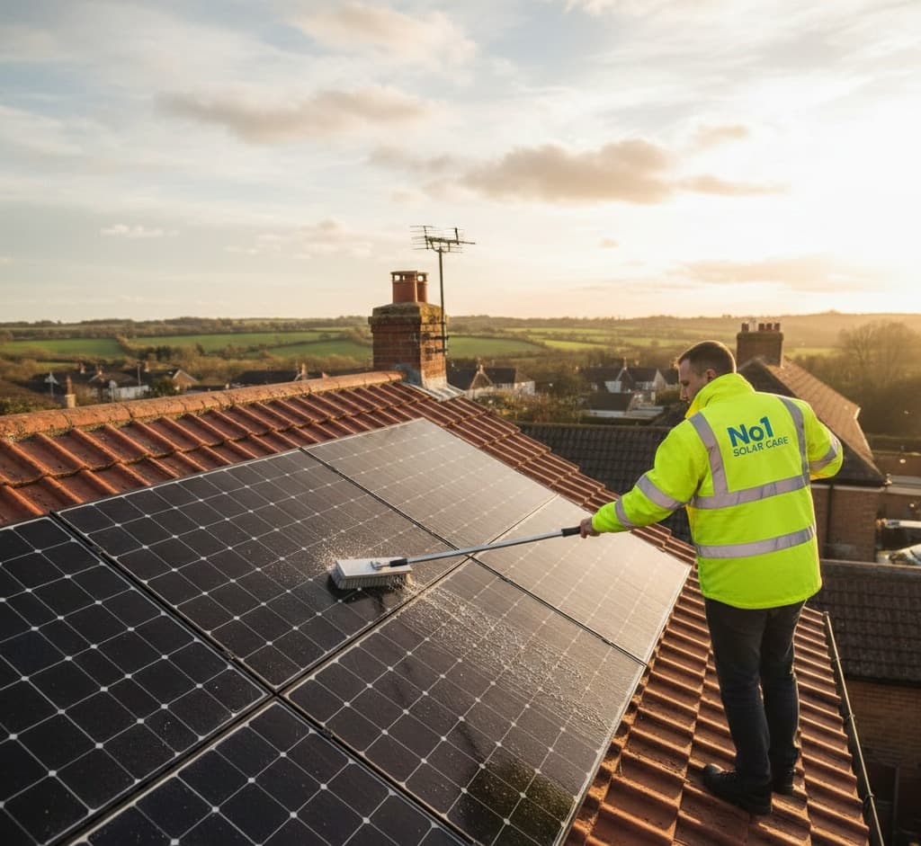 No1 Solar Care engineer inspecting solar panels in Southampton